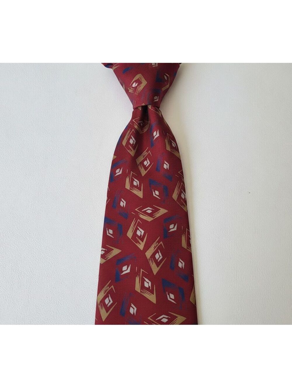Hatfield House Vintage Red Geometric Patterned Men's Tie Made in USA